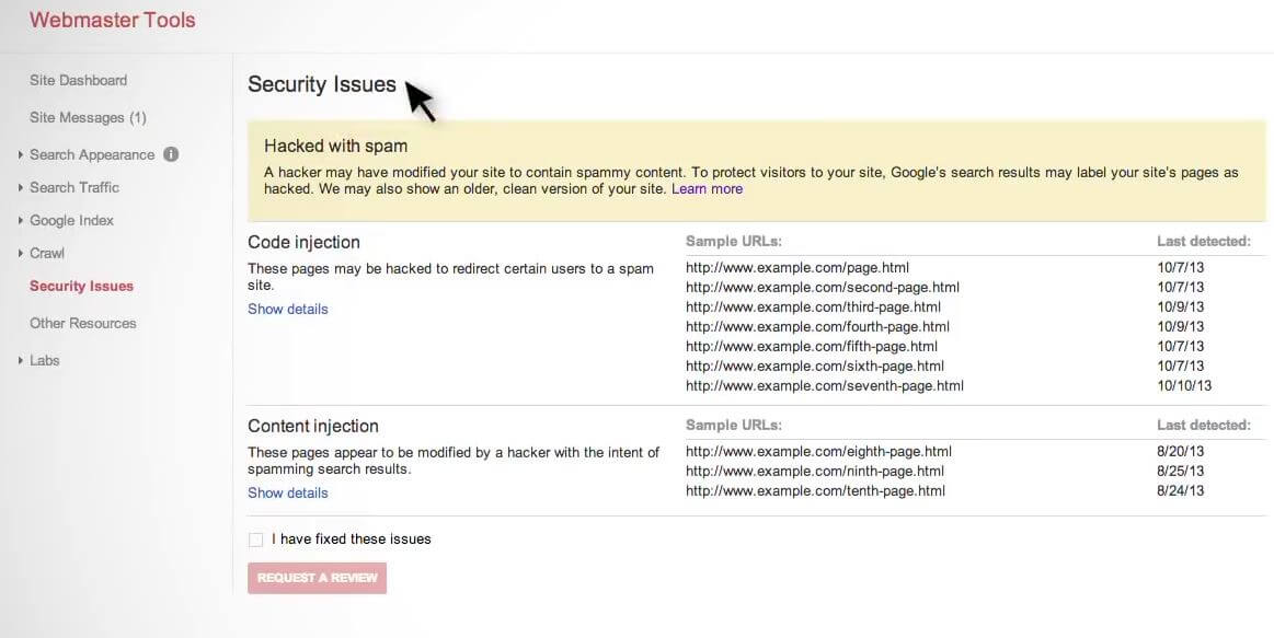 google search console security issues